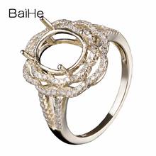 BAIHE Real Solid 10K Yellow Gold(AU417) 10x8mm Oval No Main Stone Wedding Engagement Flower Semi Mount Ring Women 2024 - buy cheap