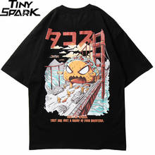 2021 Men Hip Hop T Shirt Harajuku Japanese Monster Attack Funny T-Shirt Streetwear HipHop Cartoon Tshirt Summer Tops Tees Cotton 2024 - купить недорого