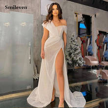 Smileven-vestido de noche de sirena de lentejuelas, vestido Formal de fiesta con abertura lateral y un hombro, vestidos sirenas para graduación 2024 - compra barato