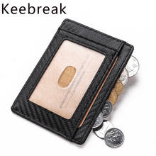 KEEBREAK anti rfid blocking business credit card holder minimalist carbon fiber wallet leather card holder slim card protector 2024 - buy cheap