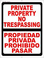 Warning Sign Bilingual Private Property No Trespassing Sign. English & Spanish Security Signs Road Sign Business Sign 8X12 2024 - buy cheap