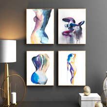 Nude Woman Water color Abstract Painting Nudeart Woman Erotica Wall Art Canvas Print Erotic Poster Pictures Bedroom Wall Decor 2024 - buy cheap