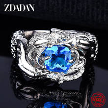 ZDADAN 925 Sterling Silver Sapphire Ring For Women Fashion Red Zircon Finger Rings Jewelry Gift 2024 - buy cheap