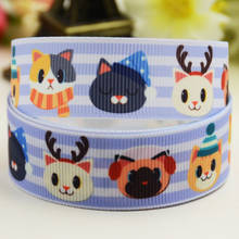 22mm 25mm 38mm 75mm Cat Cartoon printed Grosgrain Ribbon party decoration 10 Yards X-02788 2024 - buy cheap