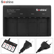 Soshine-cargador de batería inteligente de 4 ranuras, dispositivo con indicador LED para baterías recargables de 9V, Li-ion/Ni-MH/LiFePO4, color negro 2024 - compra barato
