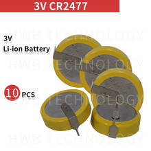 10 uds/lote batería CR2477 3V CR2477 batería soldadura pie horizontal espaciado 20MM botón baterías envío gratis 2024 - compra barato