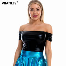 VIIANLES-Top corto informal con hombros descubiertos para mujer, camiseta sin mangas de poliéster ajustada para mujer, camiseta elegante para fiesta y Club, ropa de calle 2024 - compra barato