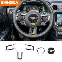 SHINEKA Interior Mouldings For Ford Mustang Carbon Fiber Steering Wheel Stickers For Ford Mustang 2015-2019 Styling Accessories 2024 - buy cheap