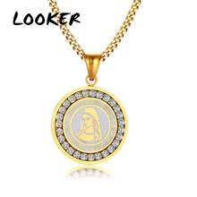 LOOKER Gold-color Virgin Mary Necklace Women Religious Prayer Necklaces & Pendants Jewelry with CZ Stone 2024 - buy cheap