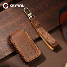 KEYYOU Genuine Leather Car Key Case For Honda Fit Odessey City Jazz 2015 2016 2017 Civic Crv Crad V Accord Pilot Fit 3 4 Buttons 2024 - buy cheap