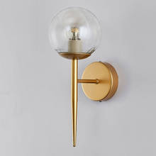 Luminária de parede moderna com bola de vidro, luminária de parede dourada e preta, para quarto, banheiro, espelho, decoração de loft, lâmpadas de parede interna 2024 - compre barato