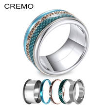 Cremo Stainless Steel Rings Femme Argent Bijoux Stackable Rings Rotating Adjustable Ring Argent Trendy Band Girls Gift 2024 - buy cheap