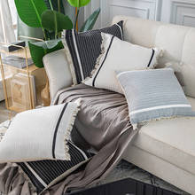Black Beige Cotton Embroidery Tassels Cushion Cover Home Sofa Decoration Pillow Cover 45x45cm/50x50cm/30x50cm  Pillowcase Sham 2024 - buy cheap