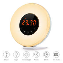 Digital Alarm Clock Wake Up Light Table LED Lamp Electronic Clock with FM Radio 7 Colors Light Sounds Function Touch Control 2024 - buy cheap