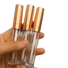 Novo 6ml tubos de brilho labial vazio, tampão de ouro rosa, tubo de lipgloss claro recipiente de embalagem cosmética, garrafa de bálsamo de bordo diy 2024 - compre barato