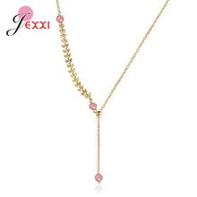 Good Quality 925 Sterling Silver Pink Strawberry Necklaces Women Girls Long Necklaces For Wedding Engagement Party Jewelry 2024 - buy cheap