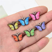 10 Uds. De 17x14mm, colgante de dijes de mariposa de colores para collar hecho a mano DIY, accesorios para hacer joyas 2024 - compra barato