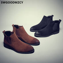 Botas de cuero genuino para Hombre, zapatos masculinos de vestir, estilo Chelsea, formales, de marca italiana 2024 - compra barato