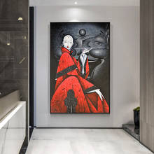 Pintura en lienzo de chica China Retro, carteles e impresiones de vestido japonés rojo, decoración moderna del hogar, imagen artística de pared para sala de estar 2024 - compra barato