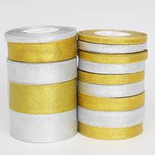 Glitter Gold Silver Ribbon 25 yards Metal Shiny For Wedding Party Christmas Decoration DIY Craft Cake Gift Bow Packaging Ribbons 2024 - buy cheap