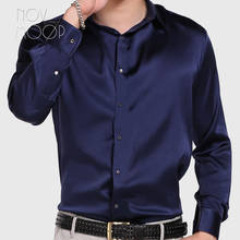 Black purple navy men natural silk shirts long sleeve business shirt cheap chemise homm camiseta masculina vetement homme LT1512 2024 - buy cheap
