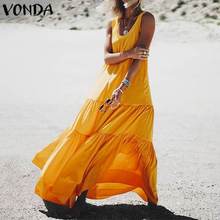 Summer Maxi Long Dress Beach Vests Women Sexy O-Neck Sleeveless Bohemian Sundress VONDA 2020 Vintage Plus Size Party Dress 2024 - buy cheap