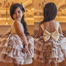 CANIS Baby Girl Toddler Party Tutu Dress Pageant Sleeveless Patchwork Lace Wedding Birthday Princess Christening 2024 - buy cheap