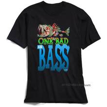 Camiseta masculina one bad bass, camiseta de hip hop com gola redonda de algodão, tops de peixe com letras impressas, roupas novas 2024 - compre barato