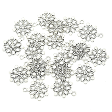 MENGJIALE Hot sell 30pcs/lot metal antique silver charms Snowflake charms pendant for necklace jewelry findings 19.5*17mm 2024 - buy cheap