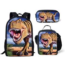 Mochila dino para meninos, bolsa escolar infantil com estampa de dinossauro tiranossauro rex para escola 2024 - compre barato