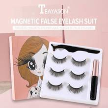 TEAYASON 3 Pairs Of 3D Magnetic Eyeliner Liquid False Eyelashes Set Magnet Eyelashes Long-lasting Waterproof Eye Makeup TSLM1 2024 - buy cheap