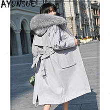 Real Fur Coat Female Winter Jacket Women Parka Real Rabbit Fur Liner Raccoon Fur Collar Long Trench Coats Chaqueta Mujer RS18801 2024 - buy cheap