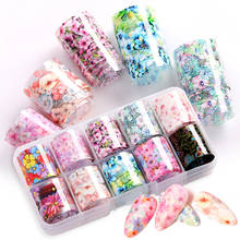 Переводные наклейки для ногтей, набор фольги, цветы, наклейки в форме бабочек, розовые, весенние, бумажные, мраморные, дизайнерские Типсы, украшения для ногтей 2024 - купить недорого