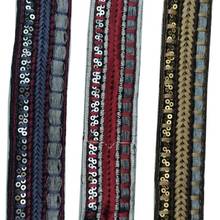 34mm Width Ethnic Embroidered Jacquard Ribbon Trim DIY Sequins Webbing For Apparel Sewing Lace Craft Decoration 2024 - buy cheap