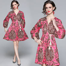 Zuoman vestido feminino elegante de primavera, verão, alta qualidade, vintage, boêmio, festa, robe, femme, manga lanterna, designer, vestidos 2024 - compre barato