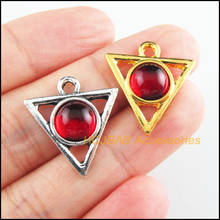 10Pcs Tibetan Silver Tone & Gold Color Triangle Red Glaze Charms Pendants 19.5x21mm 2024 - buy cheap