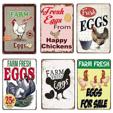 Farm Fresh Eggs Metal Tin Sign Plate Chicken Egg Shabby Chic Metal Poster Farm Home Kitchen Wall Decor Iron Painting 2024 - buy cheap