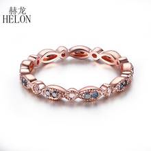 HELON-anillo de compromiso de oro rosa de 14K para mujer, sortija de joyería fina con diamantes naturales reales y diamantes azules, de 0,25 quilates, AU585 2024 - compra barato