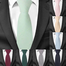 Corbatas de cuello de algodón para hombre, trajes informales, corbata ajustada, corbatas de negocios de color negro sólido, 6 cm de ancho, corbatas de boda para hombre 2024 - compra barato
