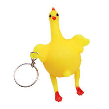 Pintainho chaveiro pingente dos desenhos animados cola macia que coloca galinha descompressão de ventilação brinquedo amarelo galinha novidade brinquedos engraçados para crianças presentes 2024 - compre barato
