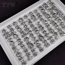 100pcs/Box Unisex Skull Titanium Steel Ring Set Vintage Punk Finger rings For Men Women Party Gift Jewelry Rings Randomly Sent 2024 - buy cheap