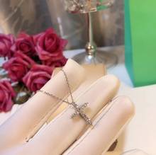 Luxury Female Big Cross Pendant Necklace Fashion Bride Wedding Necklace For Women Classic 925 Silver AAAA Zircon Stone Necklace 2024 - buy cheap