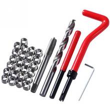 30 pçs m6 torneira chave cortador kit de reparação ferramentas manuais fio rosca vermelha inserção de aço inoxidável pequena chave reparação ferramenta kit 2024 - compre barato