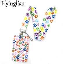 Colorful Dog Paws Keychain Lanyards Id Badge Holder ID Card Pass Gym Mobile Phone Badge Holder Key Strap Webbings Ribbons Gifts 2024 - buy cheap