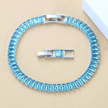 2019 New Style Natural Sky Blue CZ Crystal Link Chain Bracelet Jewelry Silver Color For Women Costume Length 18+2CM 2024 - buy cheap