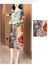 Miyake-vestido estampado con pliegues, tres cuartos, cuello redondo, superventas, en STOCK 2024 - compra barato