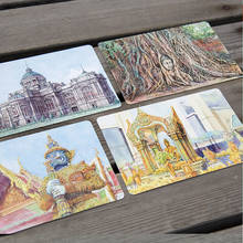 10 folhas/conjunto cartões postais pintados à mão da tailândia, cartões de visita/cartão de desejos, natal e presente de ano novo 2024 - compre barato
