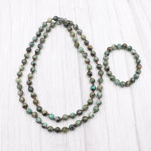 Fashion Women Long Strand Necklace Jewelry Natural African Turquoises Stone Beads 8mm Round Bracelet Grace Gift Accessories B191 2024 - buy cheap