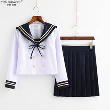 Vestido escolar jk, uniforme de manga longa, saia plissada, uniforme de inverno da escola japonesa 2024 - compre barato