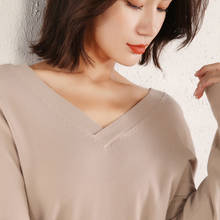 Knitted Cashmere Sweater Women High Quality Fashion V-neck Slim Soft Wool Sweater Autumn Winter Female Cashmere Women's Pullover 2024 - buy cheap
